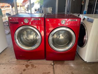 LG Tromm Red Front-Load Washer and Dryer Set