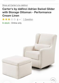 Carter's by daVinci Adrian Swivel Glider with Storage Ottoman - Performance Cream Linen