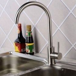 Kitchen Faucet Stainless Steel Brushed Kitchen Sink Tap High Arch Swivel Single Handle Single Hole Hot and Clod Water Kitchen Mixer Tap. New