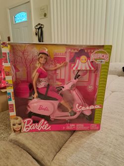 Barbie with vespa scooter