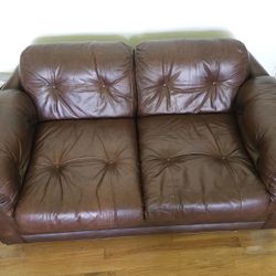 Brown Leather Couch 