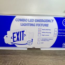 Combo LED Emergency Exit Sign Lighting Fixture with External Lights New-open Box