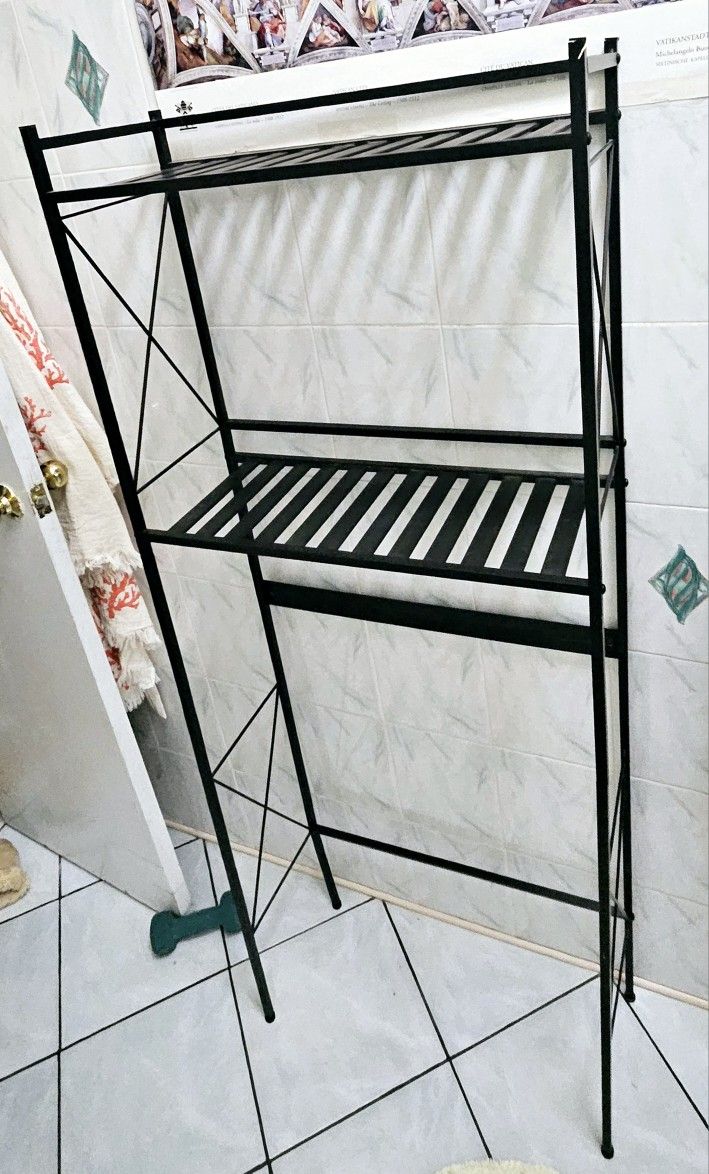 Black Metal Bathroom Rack Shelf Caddy Organizer Unit Storage Curio Closet Shelves