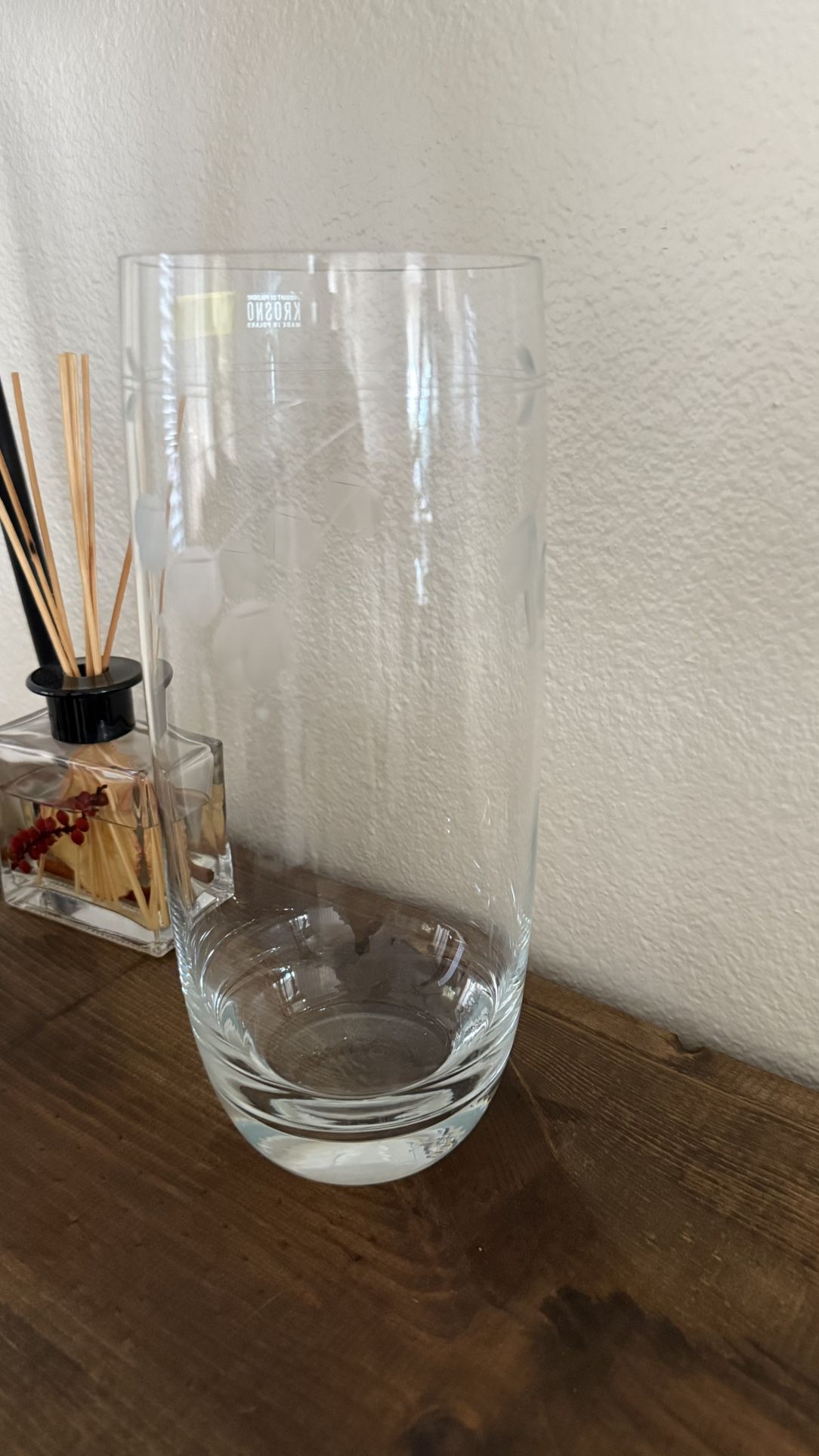 2 Tall Flower Glass Vases 