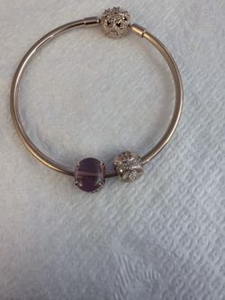 Rose Gold Plated Snowflake Clasp Bangle Bracelet