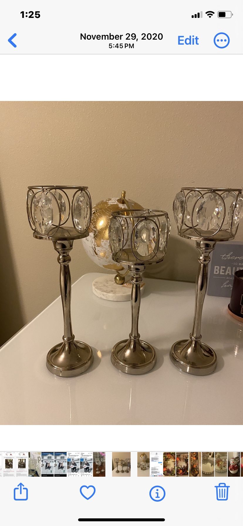 Gorgeous Crystal Candle Holders Set