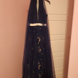 Blue Halter Homecoming Dress 