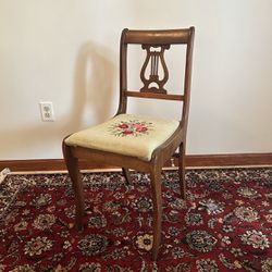 Antique Tell City Chair Embroidered Wooden 