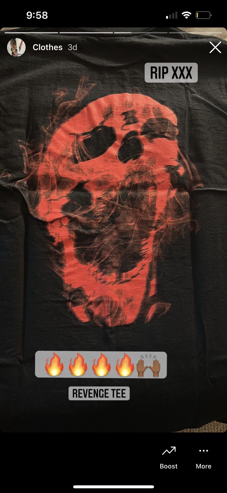 Revenge Xxx Tee Smoke Skull (L)