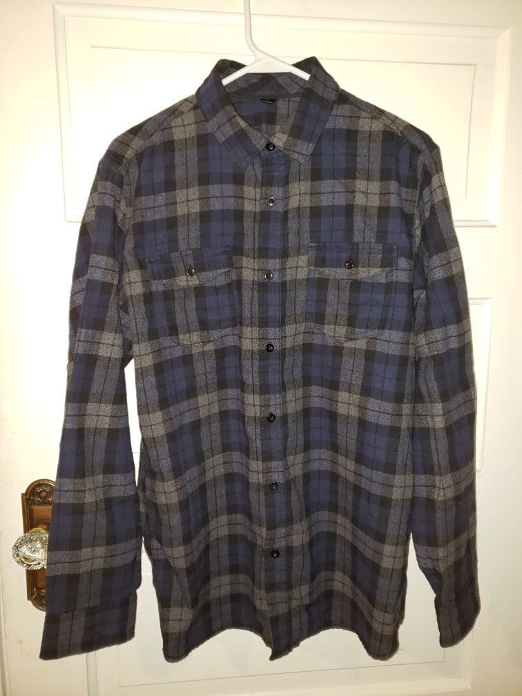 Medium blue and grey flannel shirt