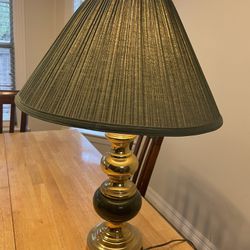 Brass And Hunter Green Lamp 28” High 