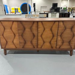 Sideboard Buffet Cabinet with Storage, 60” Modern Credenza with 4 Doors & Shelves, Wood Coffee Bar Accent Cabinet Media Console Table for Living Room 