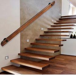 Wood Handrails, Indoor Non-Slip Staircase Handrail,Retro Rustic Wall Mount Railings Handrails, Home Loft Corridor Support Rod,Industrial=S4-751
