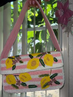 Beaded Bag Lemon Purse