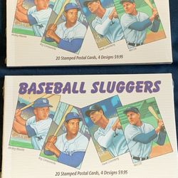 Two Sets - Baseball Sluggers Stamped Postal Cards 4 designs