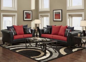New Red and Black Couch and Loveseat! We have many more deals on sectionals!