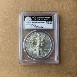 2011 Heraldic Silver Eagle PCGS MS70 25th Anniversary First Strike (Gold Toning)