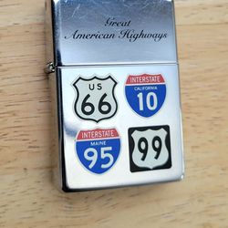 1994 Great American Highways 10, 66, 95, 99. Zippo Lighter. 