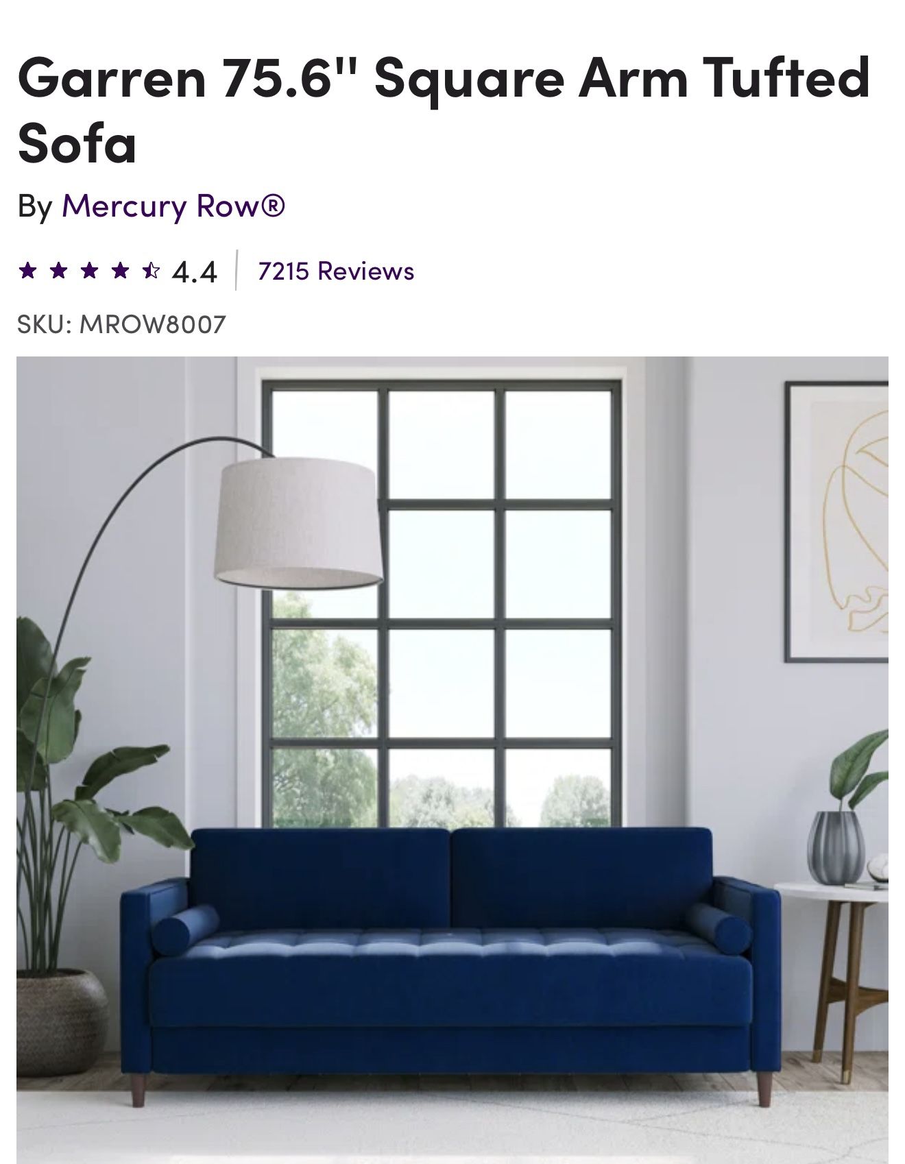 Navy Blue Tufted Sofa