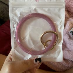 Silicone Bangle Key Ring Pink + Purple 
