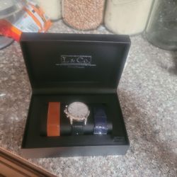 L&CO. TIMEPIECE..watch. Brand New Whit Two Extra Leather Bands