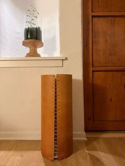 Handcrafted Leather & Glass Floor Vase