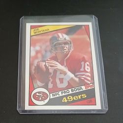 Joe Montana card from 1984 in great condition.  Card is in a hard protective case. $12