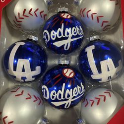 8 Custom Los Angeles Dodgers Glass Ornaments for Christmas / Holidays