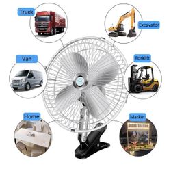 Car 12v Clip Fan,12 Volt DC 10 inch Large 360° Adjustment