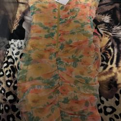 Flowery Yellow Dress Small