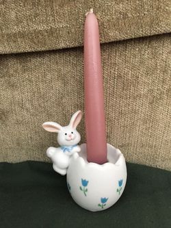 Easter egg rabbit candle holder