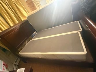 Bobs discount furniture queen sleigh bed with mattress and box spring