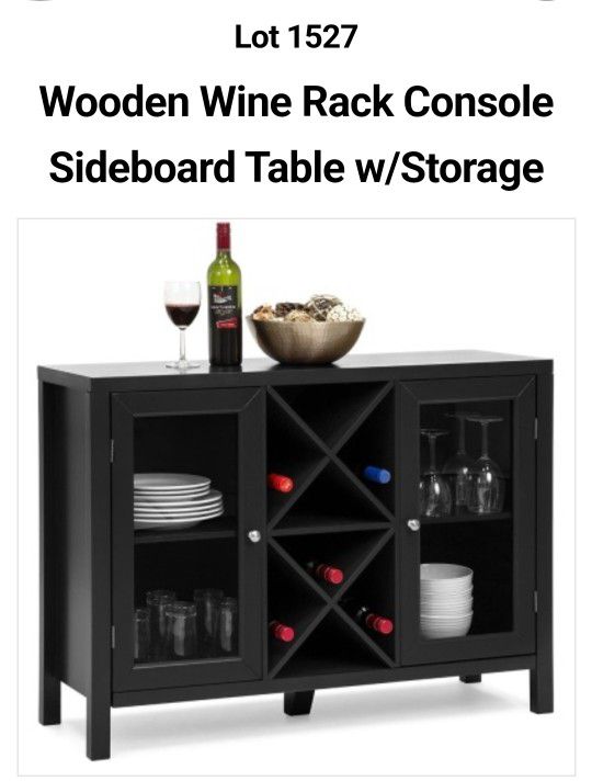 Wooden Wine Rack Console Sideboard Table