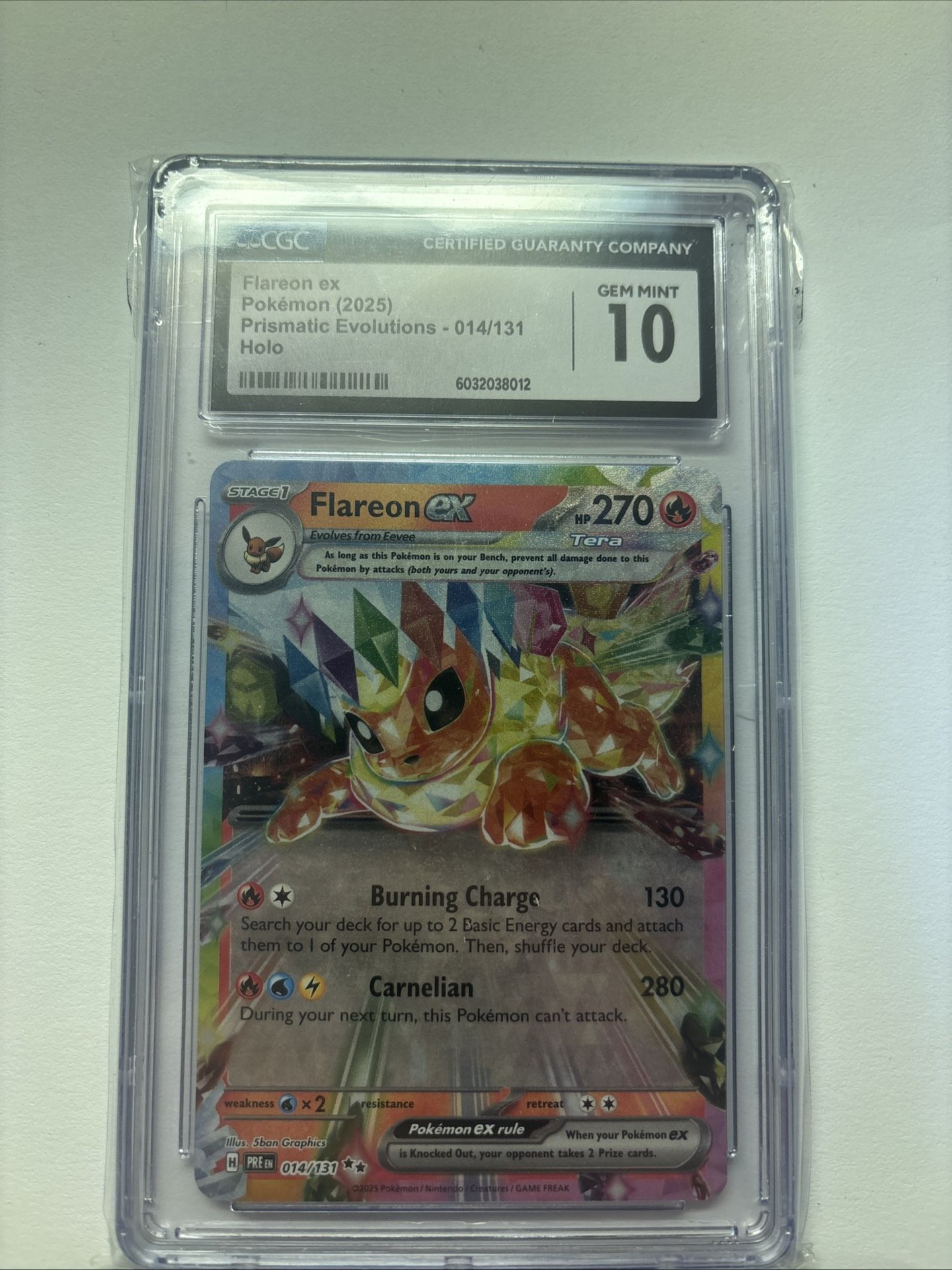 Pokemon Prismatic Evolution Flareon Ex CGC 10 014/131