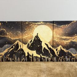 3 piece set abstract art canvases