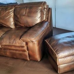 Leather Loveseat And Ottoman 