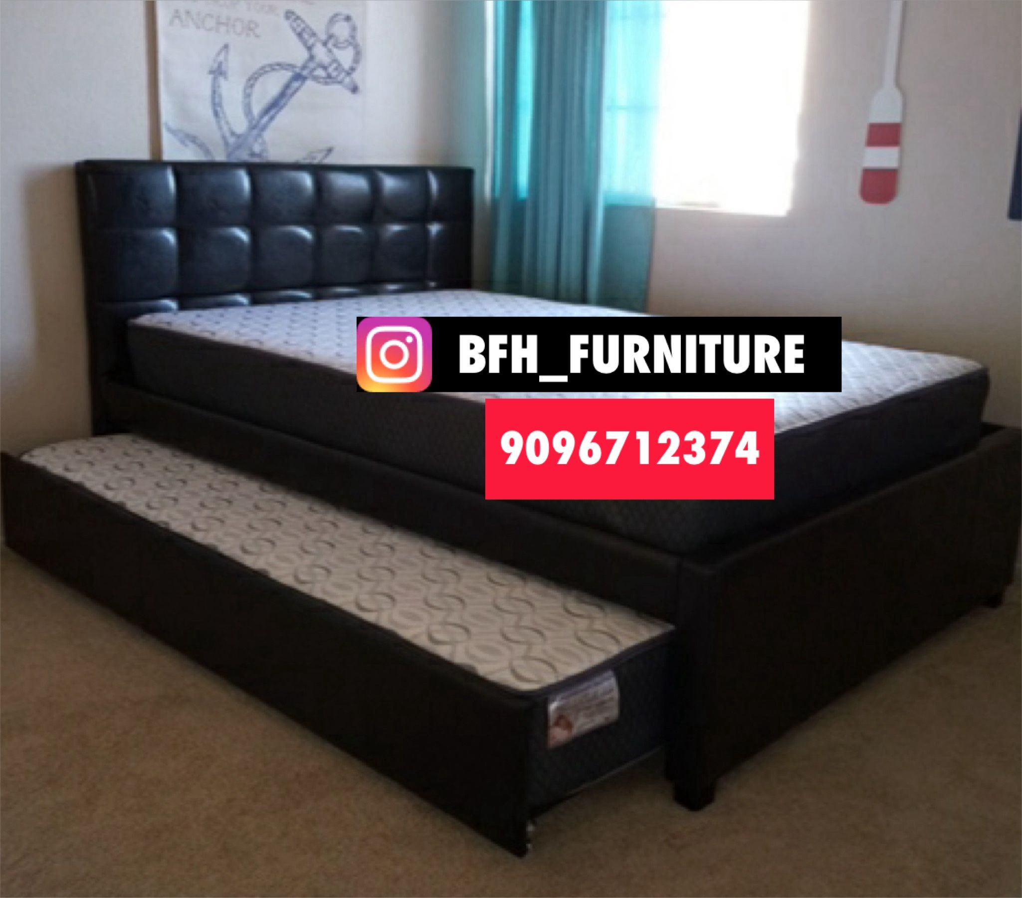 Full/Twin Expresso Trundle Beds w. Orthopedic Mattresses Included