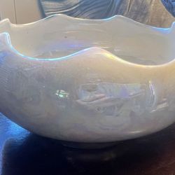 ✨ Antique Opaline Iridescent Ceramic Bowl with Gold Rim | Heirloom ✨