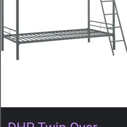 DHP Twin-Over-Twin Bunk Bed with Metal Frame and Ladder, Space-Saving Design, Silver

