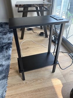 2 Narrow Side Tables with USB Charging & Power Outlet