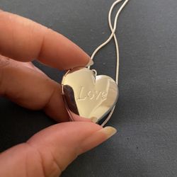 925 Sterling Silver Heart ❤️ Photo Frame Pendant Necklace 