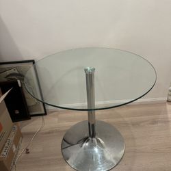 Glass and Chrome Tulip  Round Dining Table