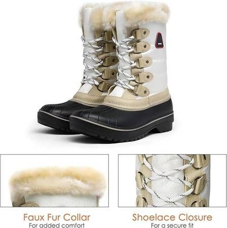 NEW SZ 5 Women Insulated Winter Snow Boots DREAM PAIRS Women Boot White / Beige