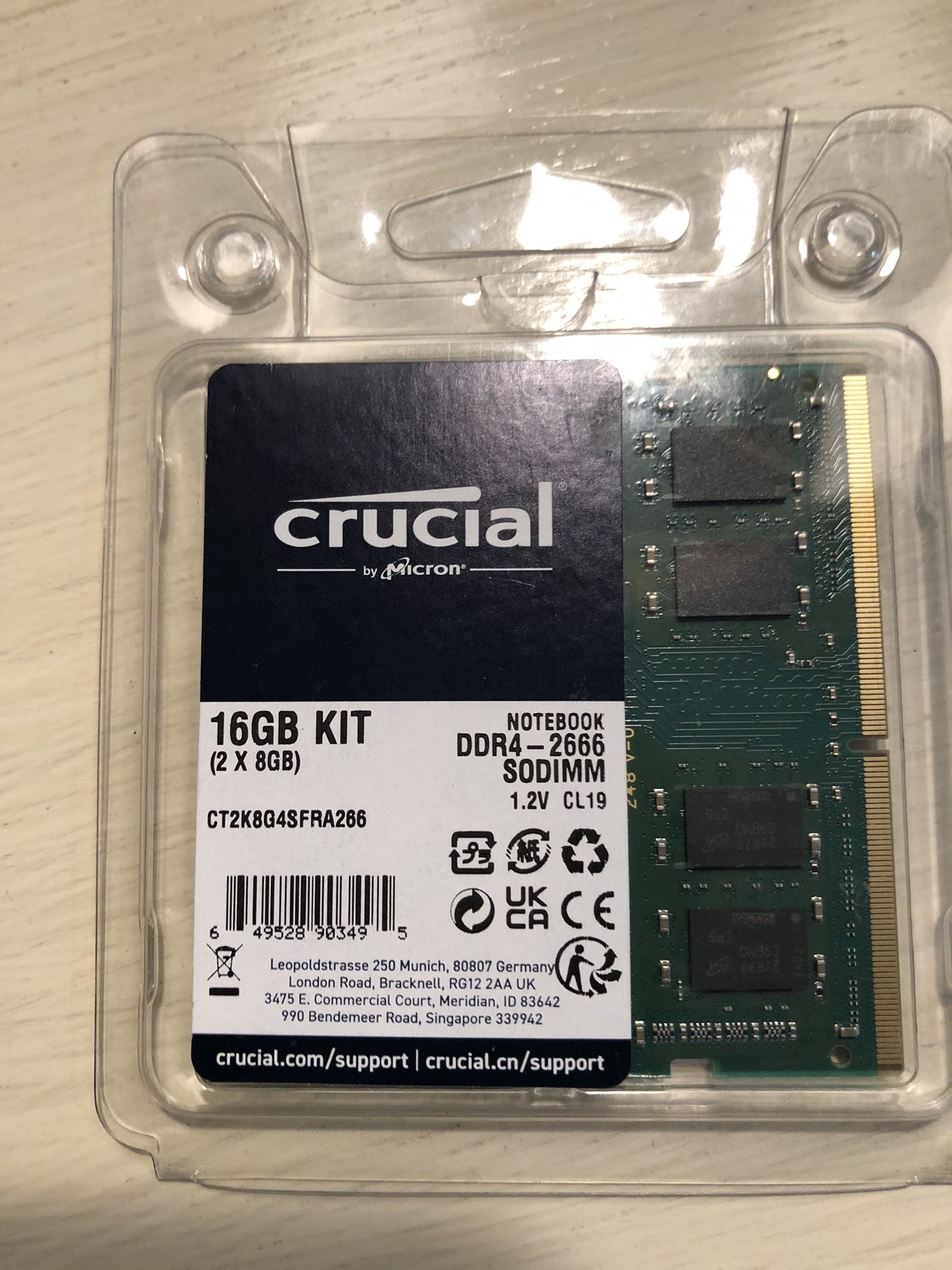 Crucial 16gb Kit For Laptop/Notebook