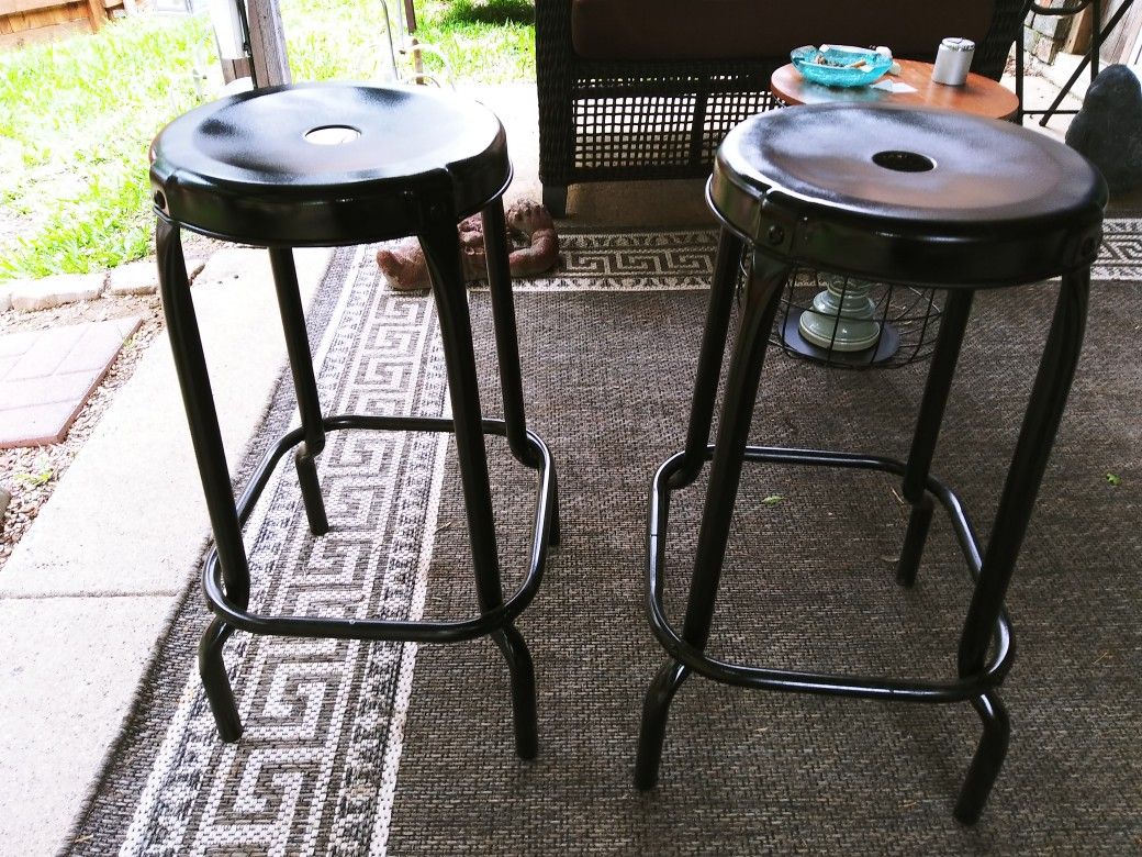 Two Metal Indoor Outdoor Ikea Bar Stools