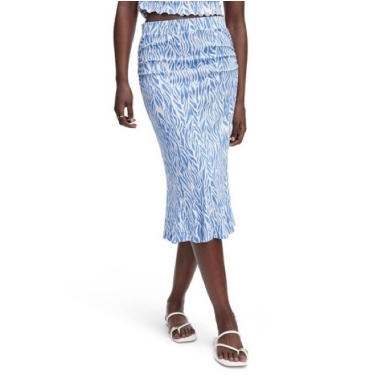 Diane Von Furstenberg for Target Blue & White Sea Twig Print Skirt - Size XXL