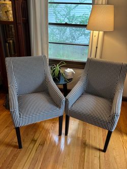 Pair of arm chairs black and white fabric