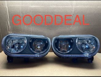 #OH88 2008-2014 DODGE CHALLENGER BLACK HALOGEN HEADLIGHT PAIR