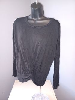 Gaze Black Long Sleeve Twist Front Top Size L