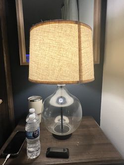 Set of 4 Glass Table Lamps with Linen Shades